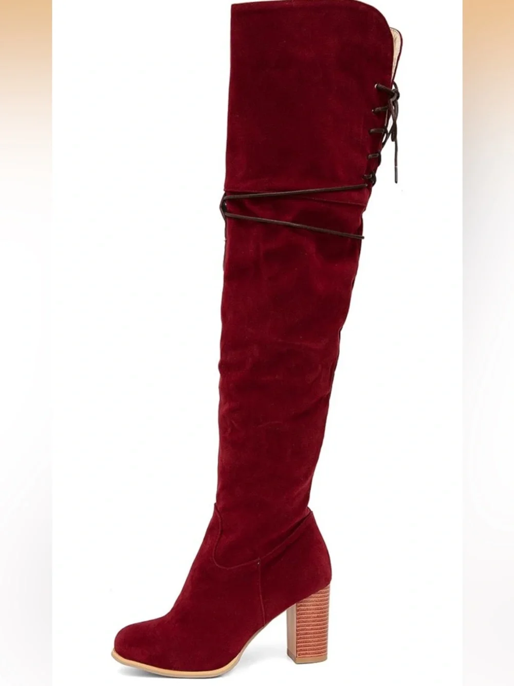 Over-the-Knee Suede Chunky Heel Boots